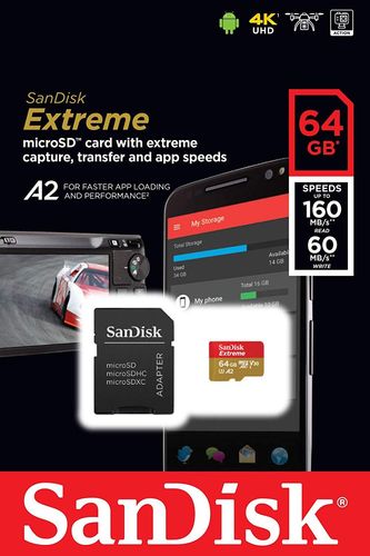 Sandisk Extreme MicroSd 64 GB with SD adapter
