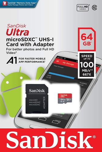 Sandisk MicroSd 64 GB with SD adapter